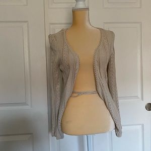 Ann Taylor Cream Cardigan with String Ties Size